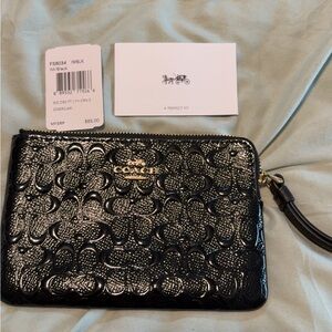 Coach Black Floral Wristlet